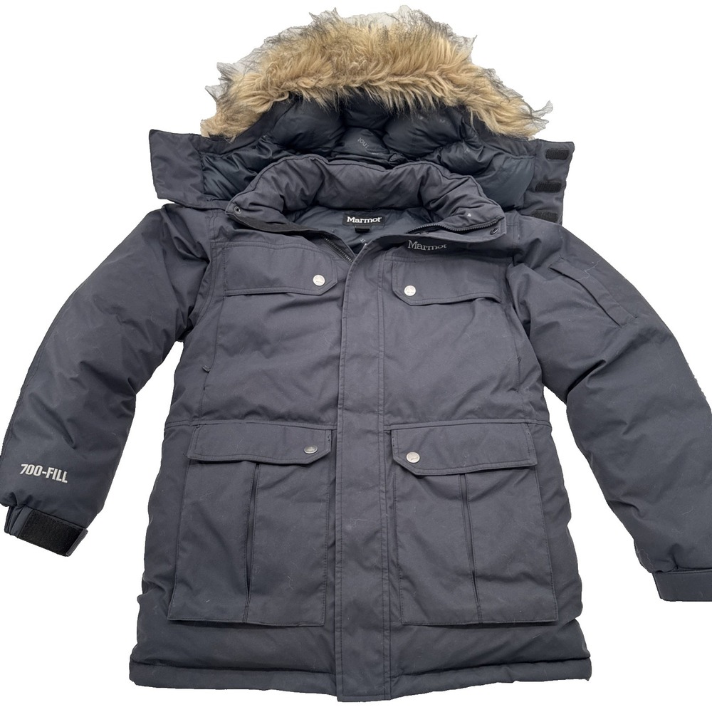 MARMOT Dawson Classic small Mens 700 Fill Down Hooded Winter‎ Parka Black